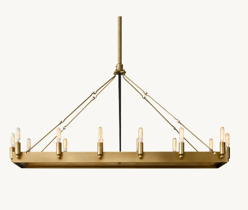 Camilo Vintage Candelabra Rectangle Chandelier 52''L