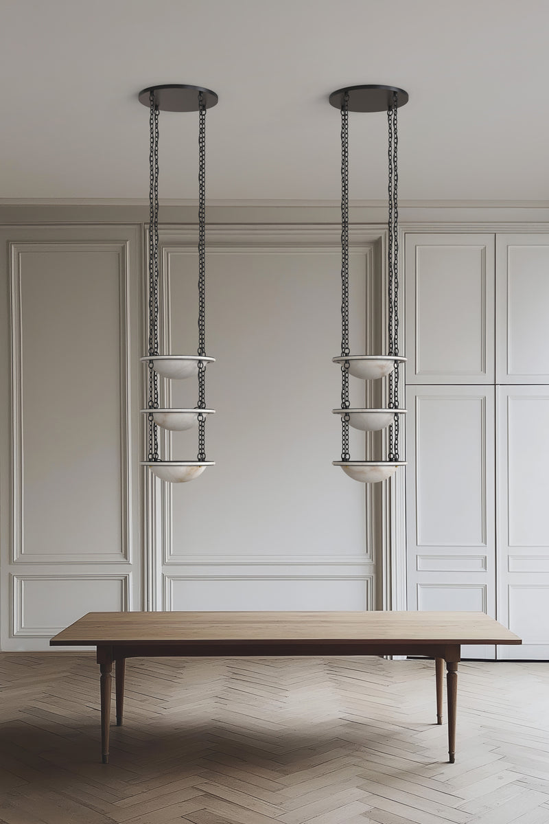 Vara Alabaster Chandelier 3 Small BLK