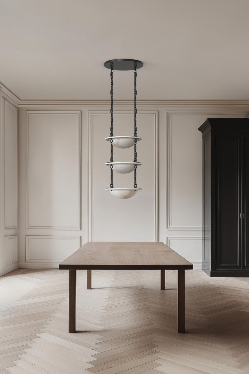 Vara Alabaster Chandelier 3 Small BLK