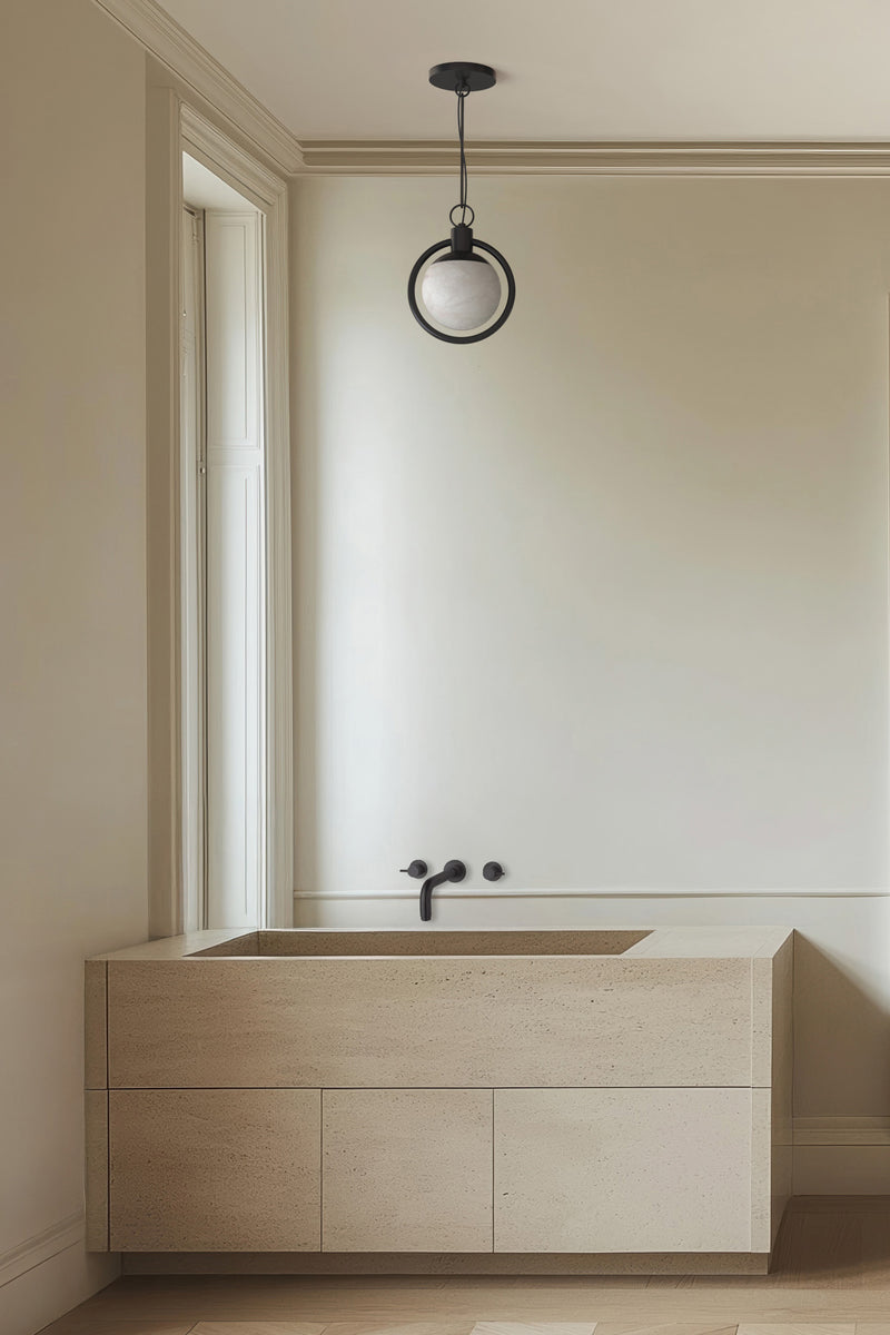 Trento Alabaster Flush Mount BLK