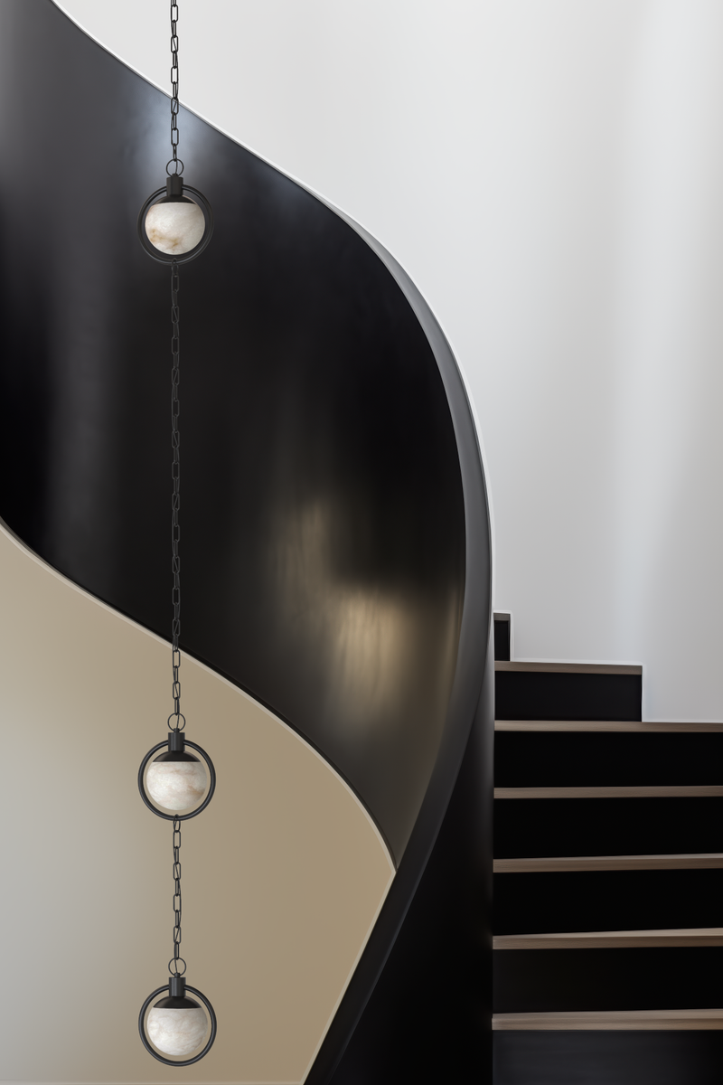 Trento Alabaster Pendant 3 BLK