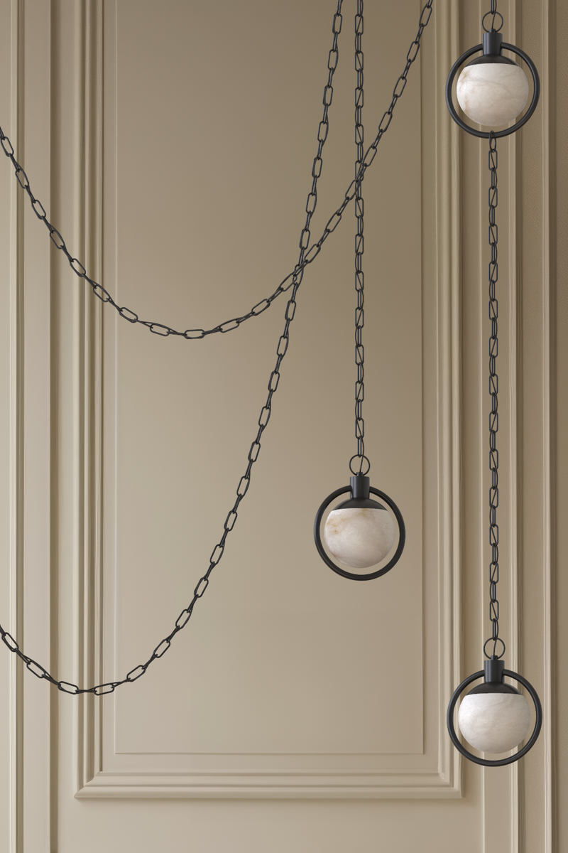 Trento Alabaster Chandelier 6 BLK