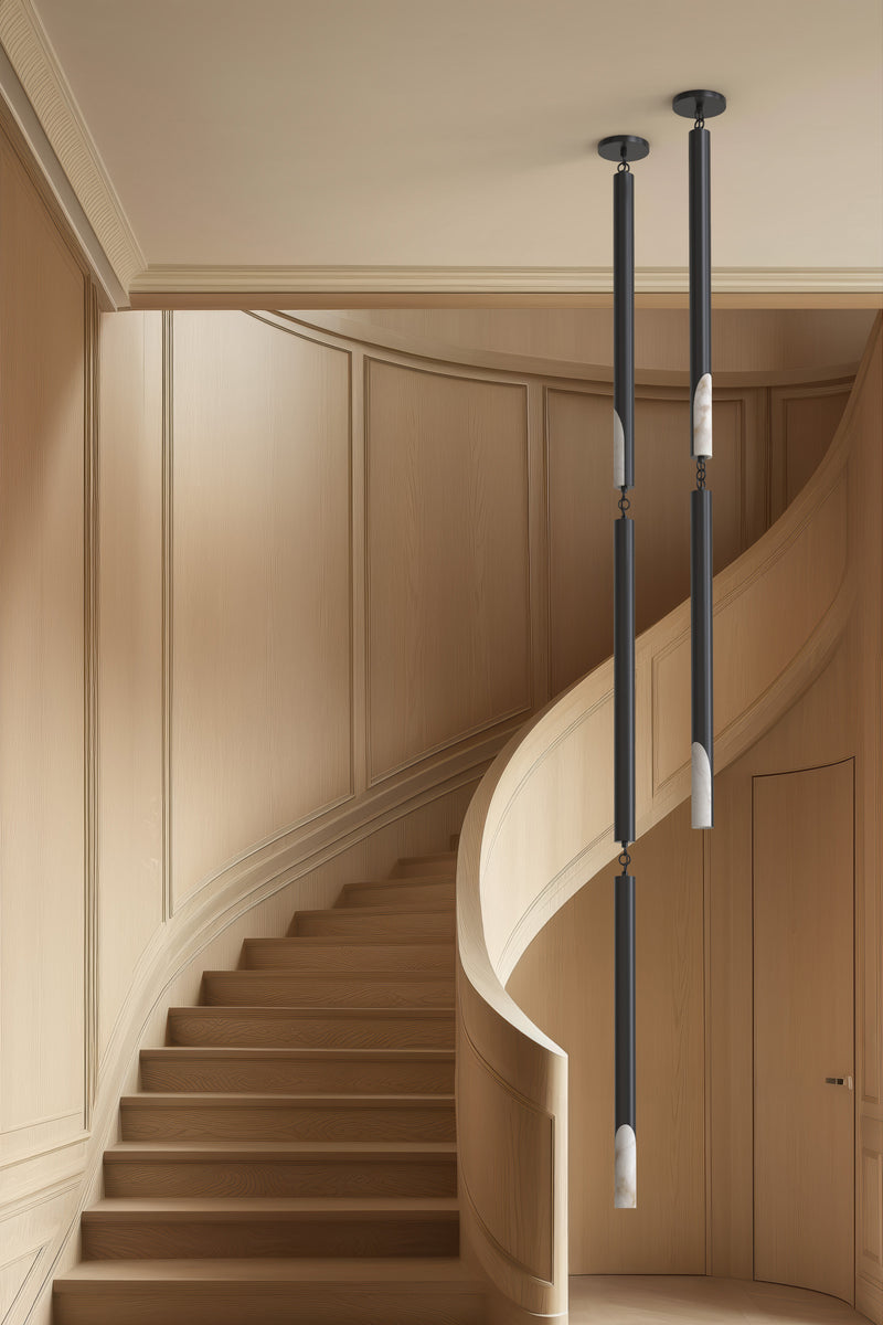 Siena Alabaster Chandelier V6 BLK