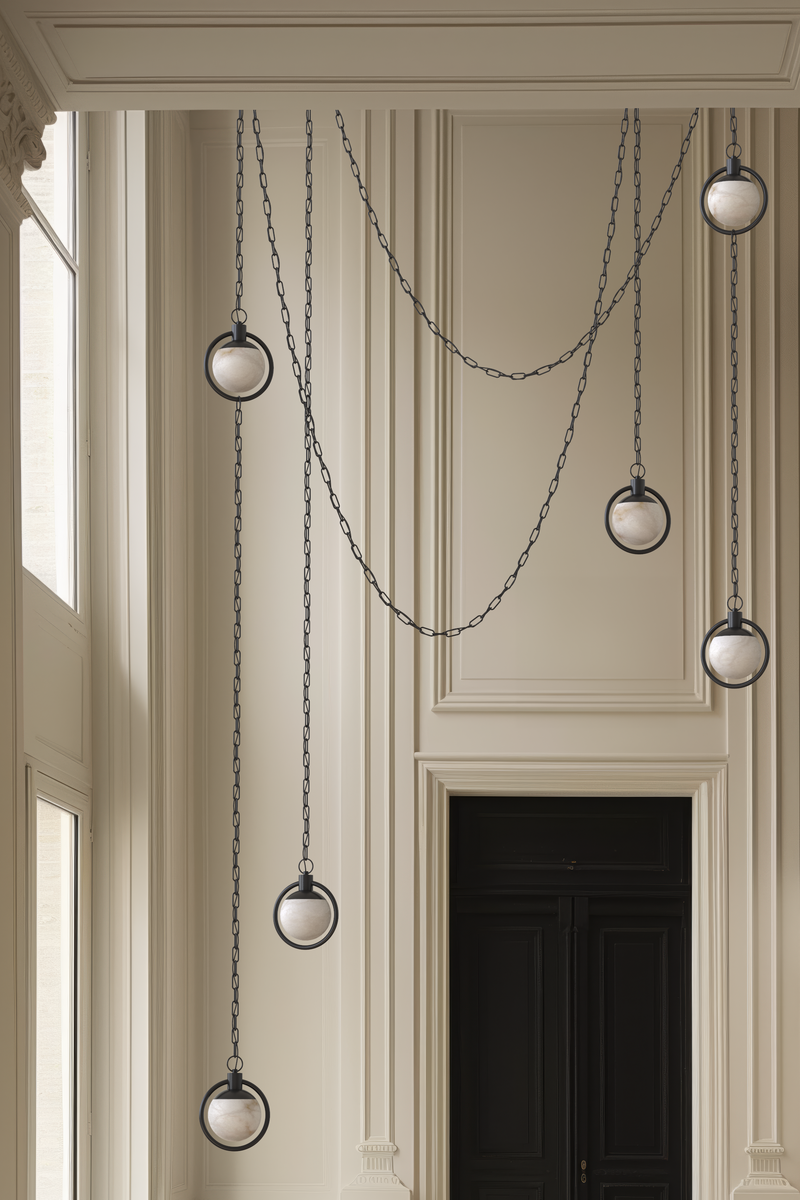 Trento Alabaster Chandelier 6 BLK