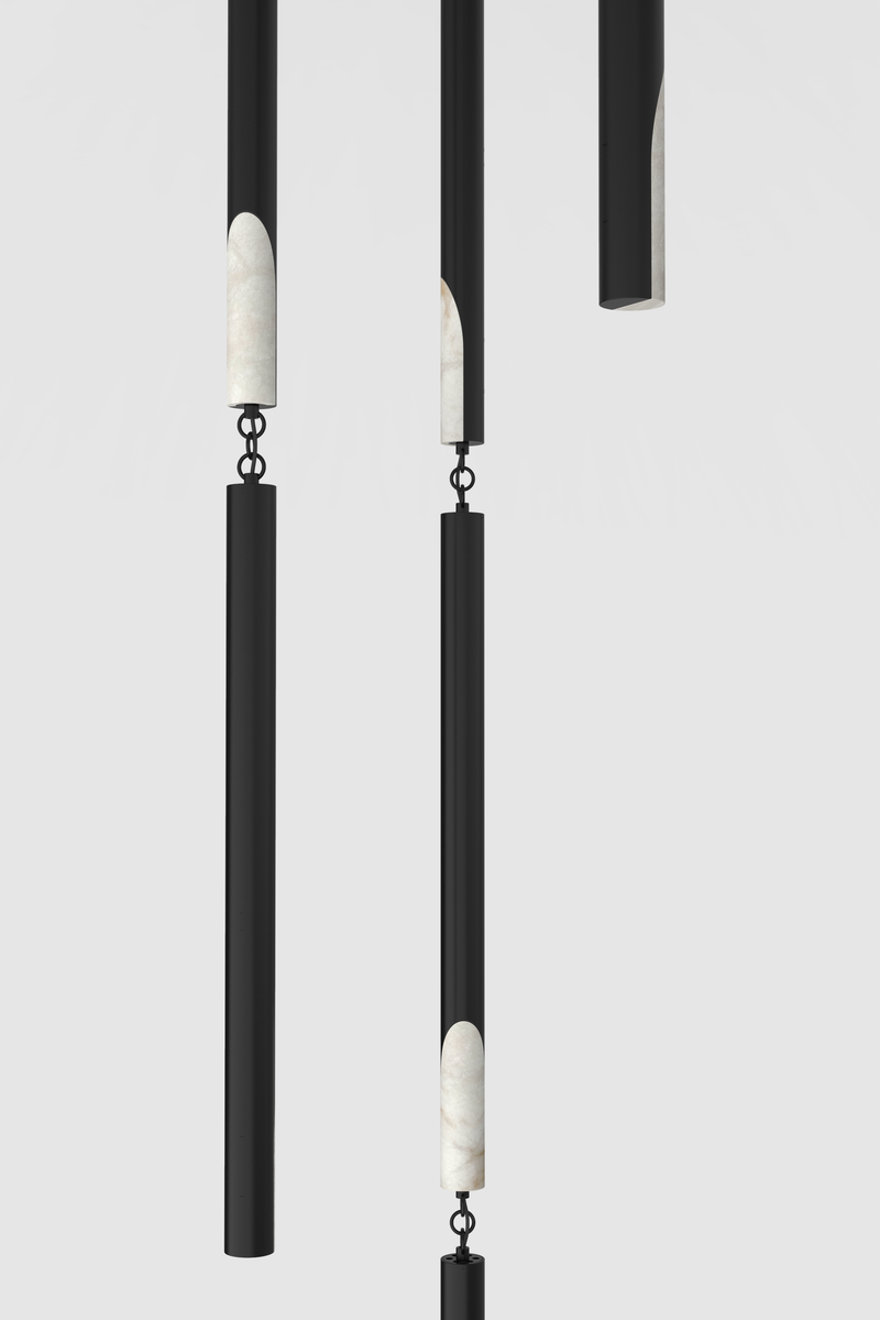Siena Alabaster Chandelier V6 BLK