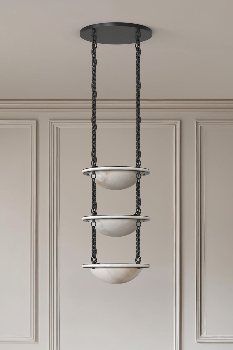 Vara Alabaster Chandelier 3 Small BLK