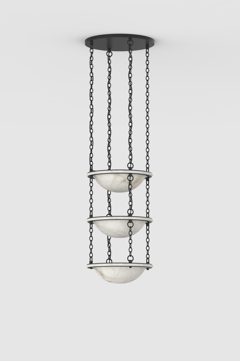 Vara Alabaster Chandelier 3 Small BLK
