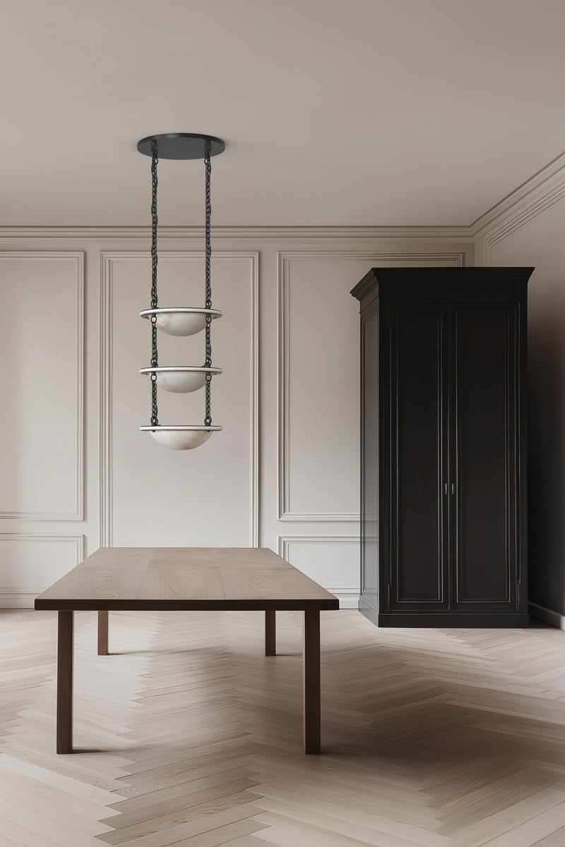Vara Alabaster Chandelier 3 Small BLK