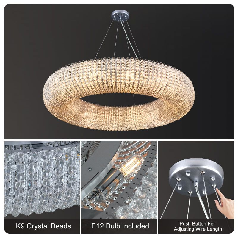 Halo Crystal Round LED Chandelier 41''