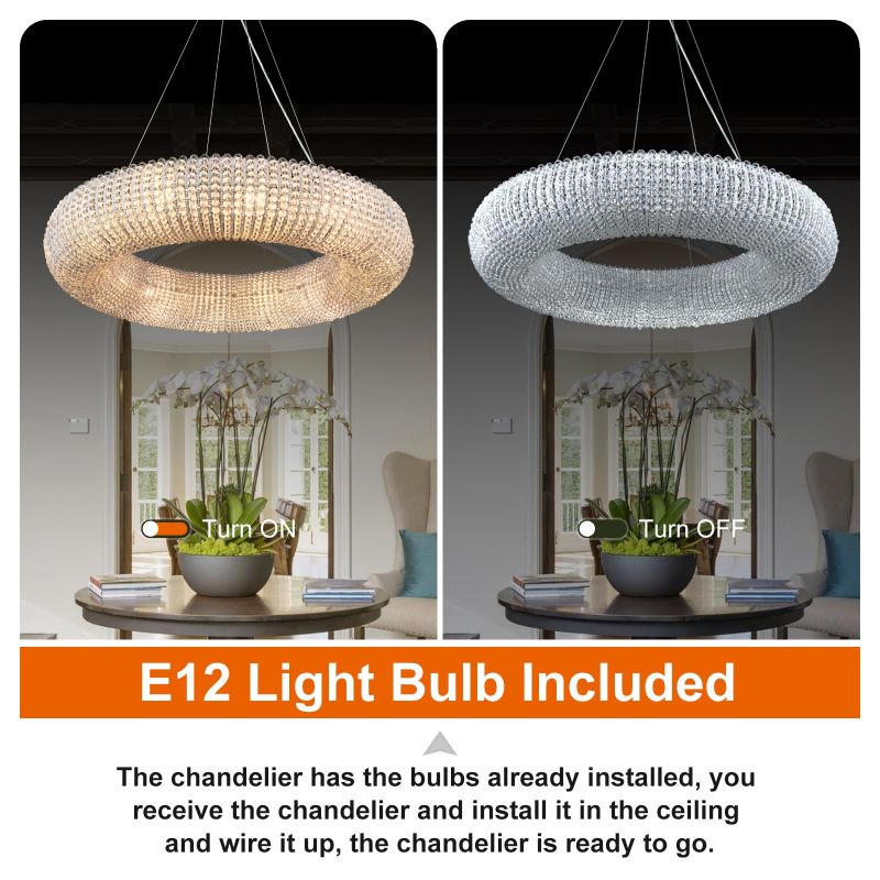 Halo Crystal Round LED Chandelier 41''