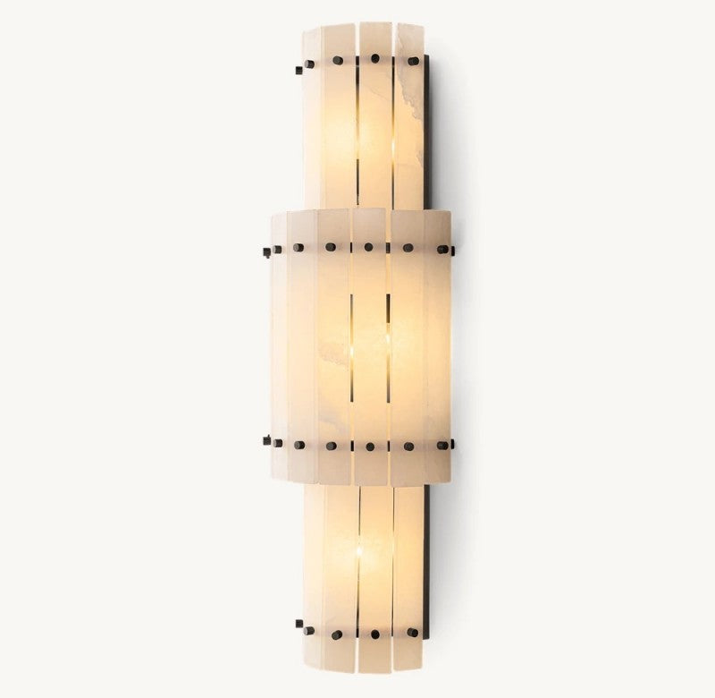 Aurelius Alabaster Round Wall Sconce 38''