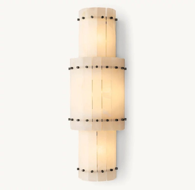 Aurelius Alabaster Round Wall Sconce 38''