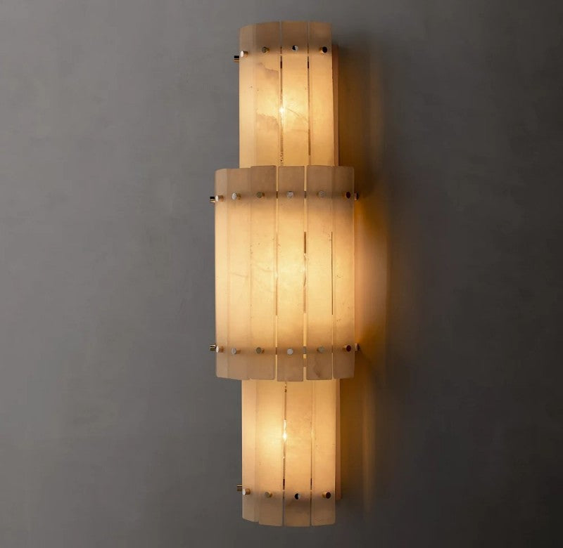 Aurelius Alabaster Round Wall Sconce 38''