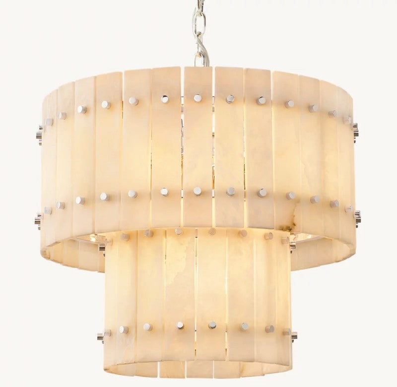 Aurelius Alabaster Round 2-Tiered Chandelier 22''