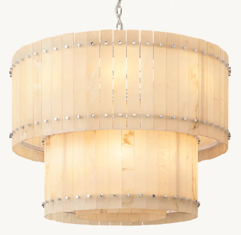 Aurelius Alabaster Round 2-Tiered Chandelier 37''