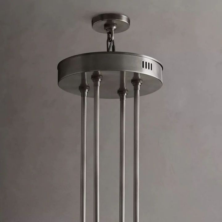 Industrial Round Two-Tier-Crystal Chandelier