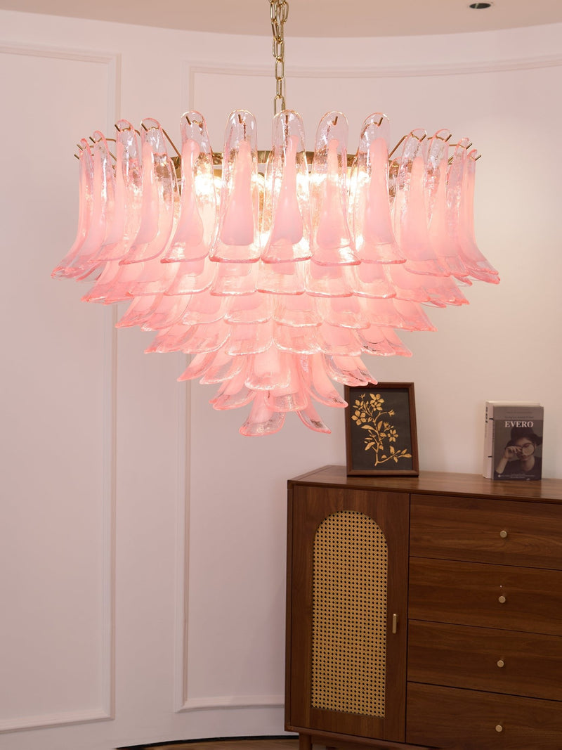 Blush Pink Glass Murano Chandelier