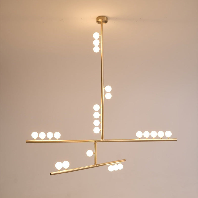 Brass Glass Drop Chandelier