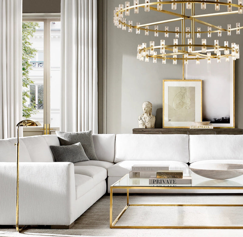 Industrial Round Two-Tier-Crystal Chandelier