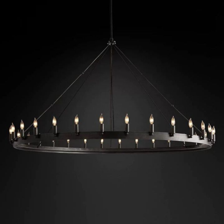 Camilo Vintage Candelabra Round Chandelier 63''D