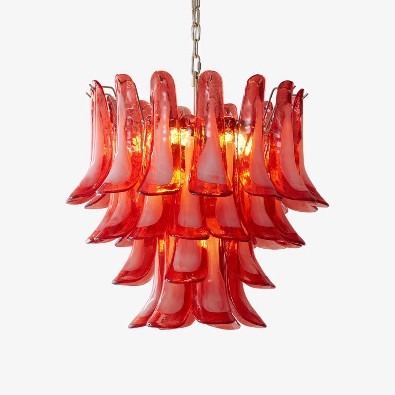 Crimson Glass Murano Petals Chandelier