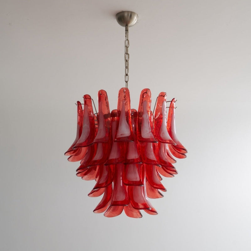 Crimson Glass Murano Petals Chandelier