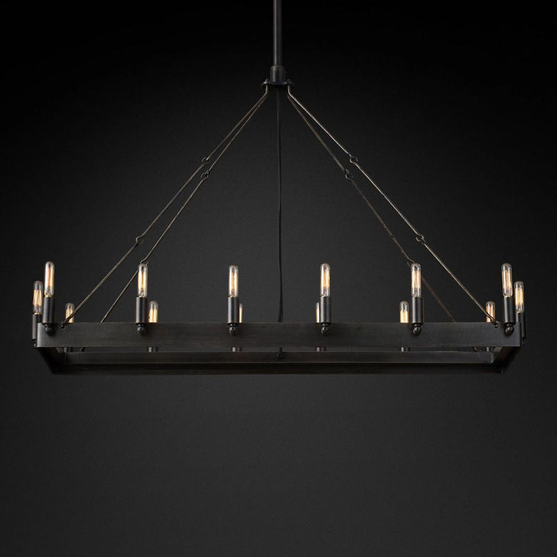 Camilo Vintage Filament Rectangle Chandelier 41''L