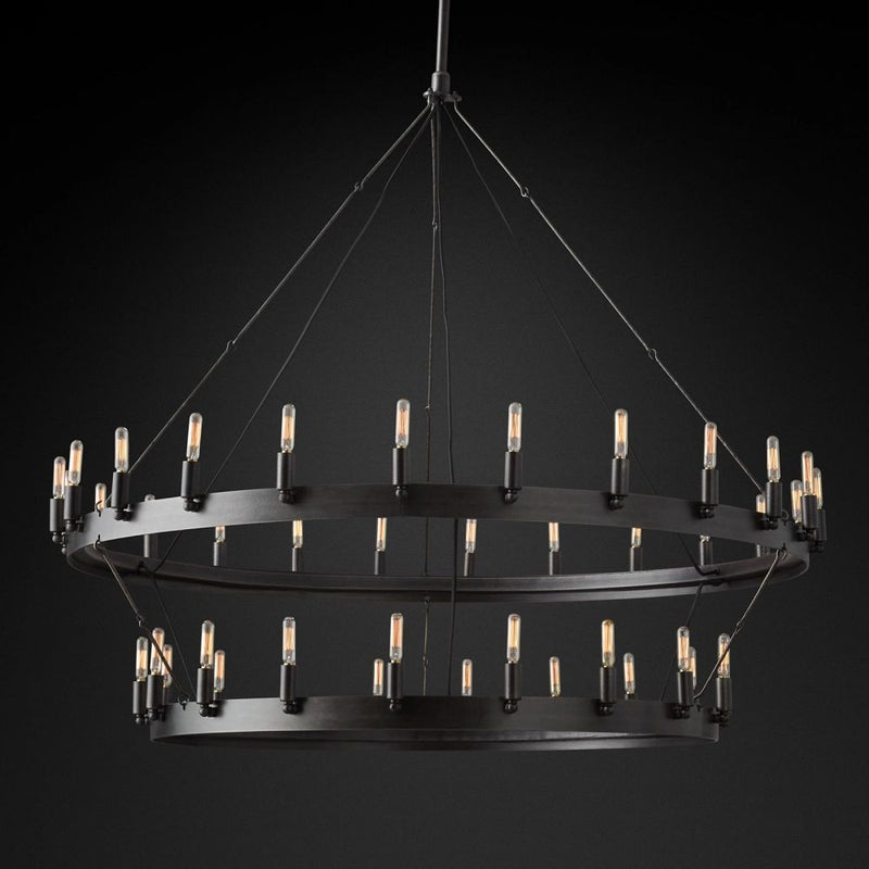 Camilo Vintage Filament 2-Tier Round Chandelier 50''D