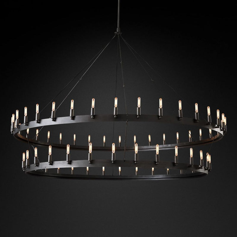 Camilo Vintage Filament 2-Tier Round Chandelier 73''D