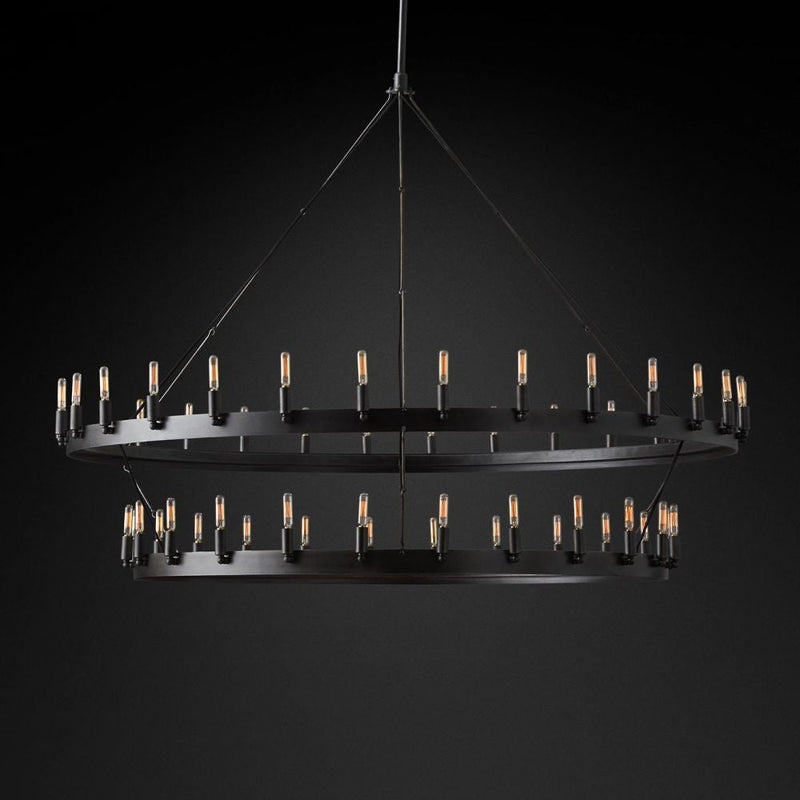 Camilo Vintage Filament 2-Tier Round Chandelier 63''D
