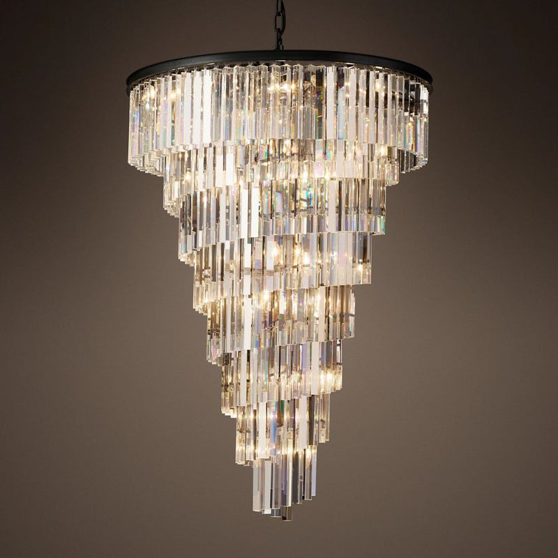 Ryan Triangular Crystal Helix Chandelier