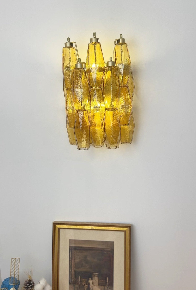 Murano Rhombus Amber Glass Wall Lamp