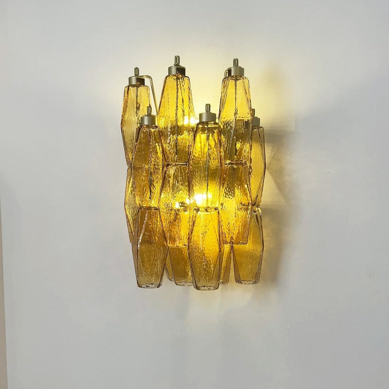 Murano Rhombus Amber Glass Wall Lamp