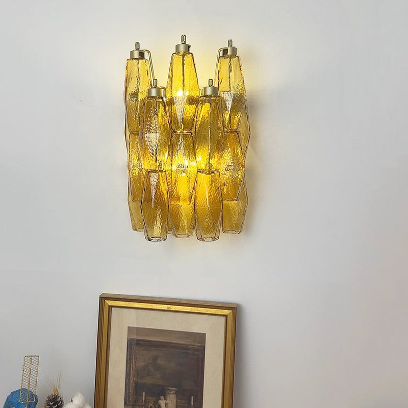 Murano Rhombus Amber Glass Wall Lamp
