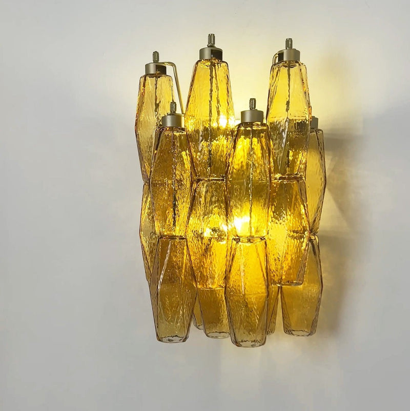 Murano Rhombus Amber Glass Wall Lamp