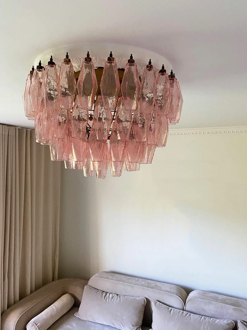 Murano Rhombus Pink Glass Ceiling Lamp