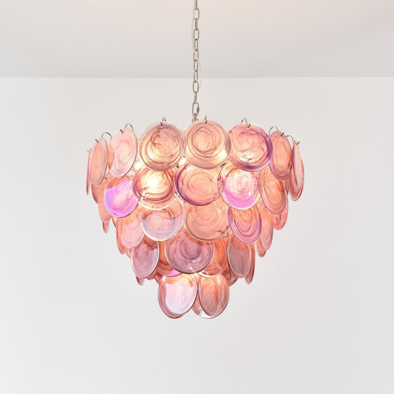 Pink Murano Disc Chandelier