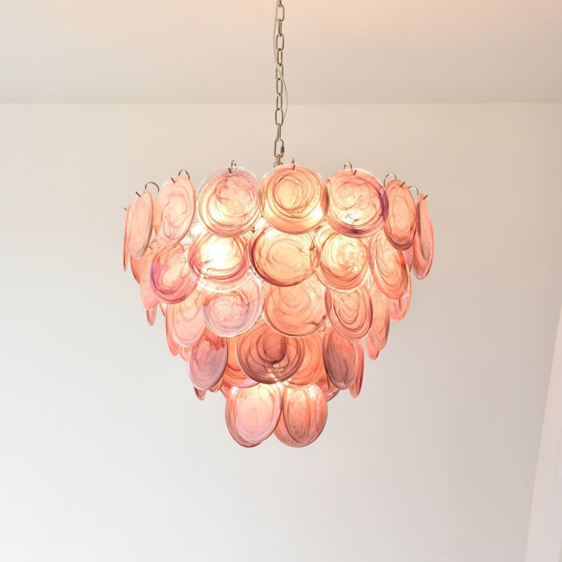 Pink Murano Disc Chandelier