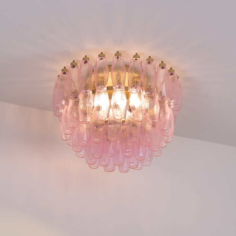 Poliedri Murano Pink Ceiling Light