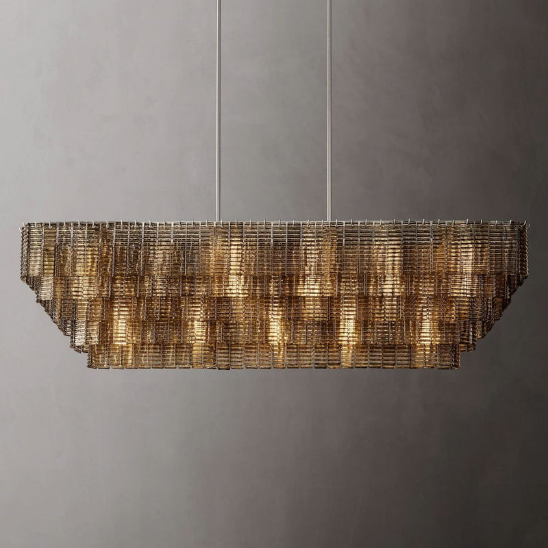 Samurai Smoke Rectangle Chandelier 77"W