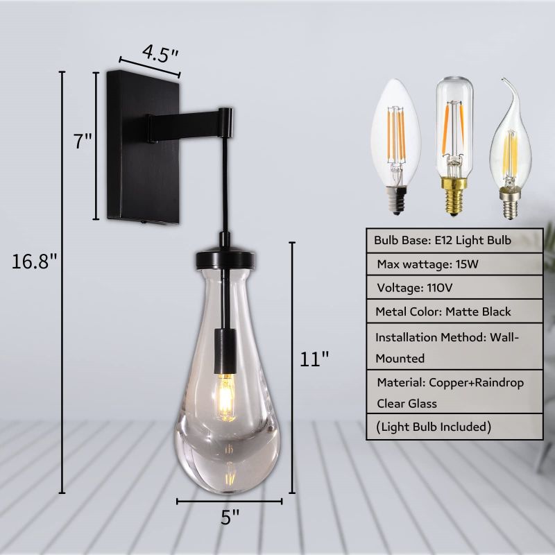 Raindrop Sconce Rod & Cord