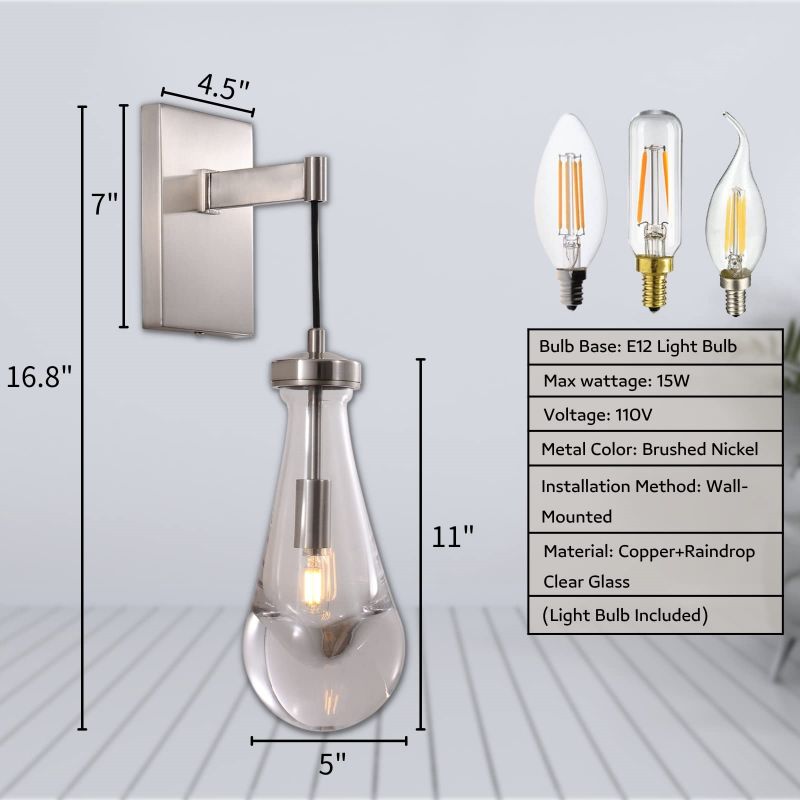Raindrop Sconce Rod & Cord