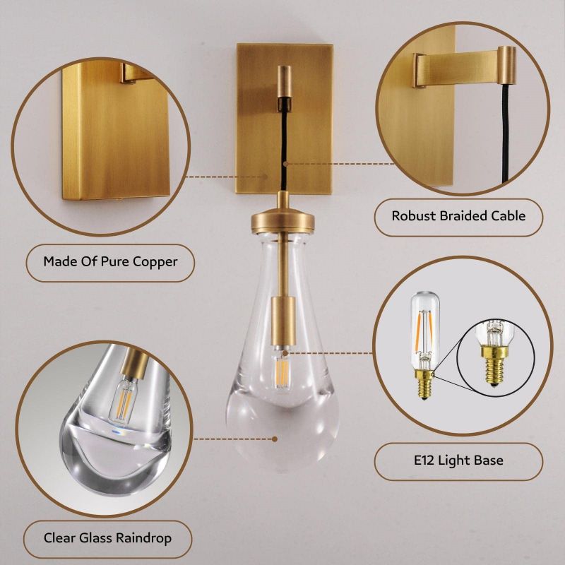 Raindrop Sconce Rod & Cord