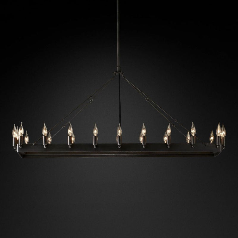 Camilo Vintage Candelabra Rectangle Chandelier 52''L