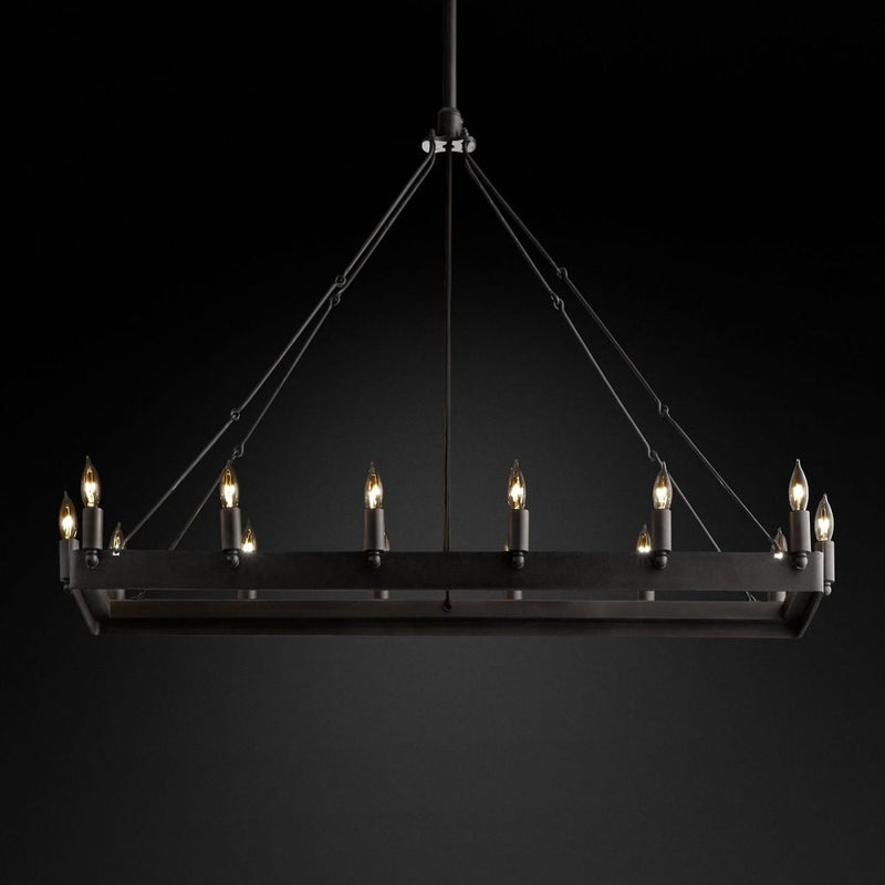 Camilo Vintage Candelabra Rectangle Chandelier 41''L