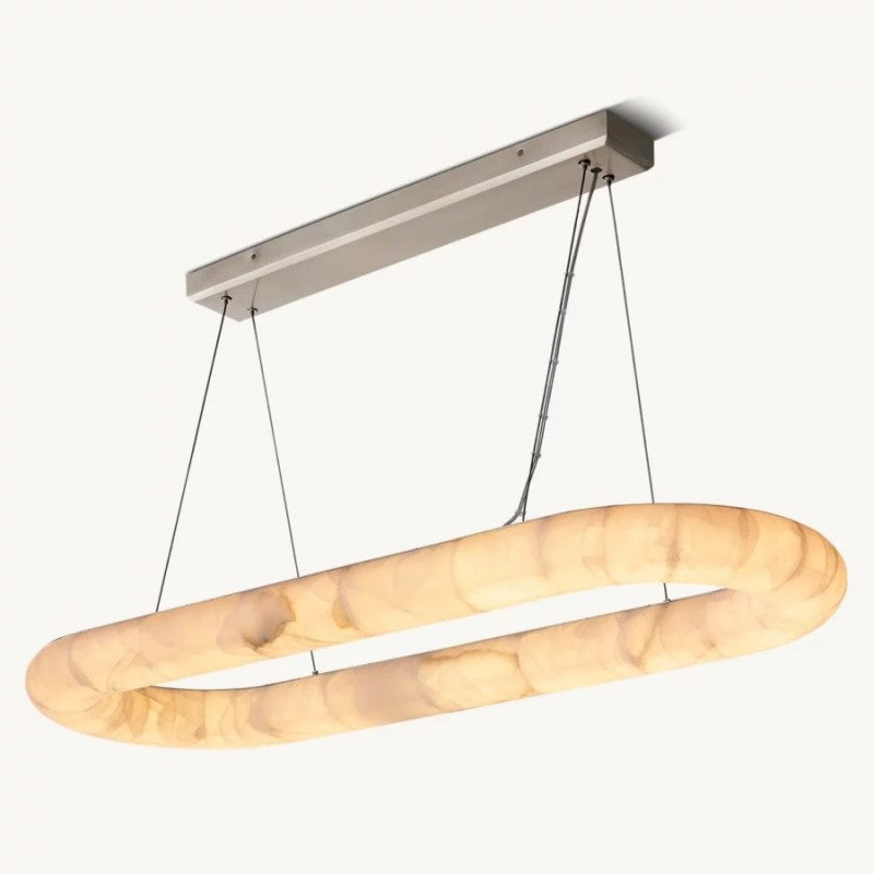 Alabaster Riven Oval Chandelier 57″W