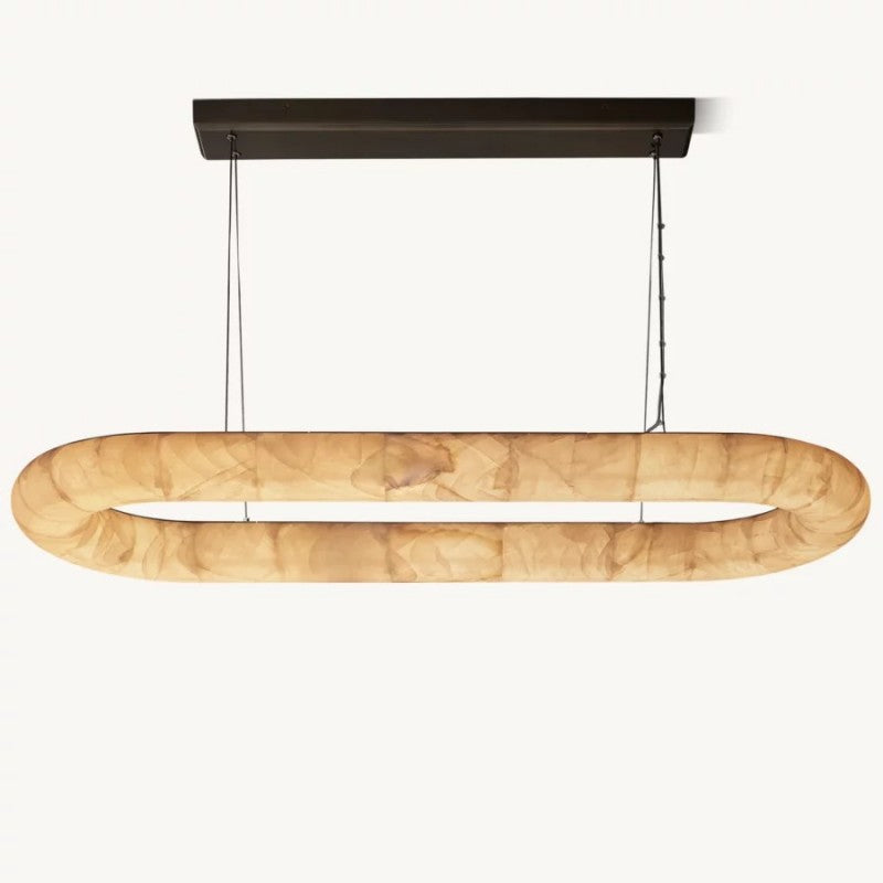 Alabaster Riven Oval Chandelier 57″W