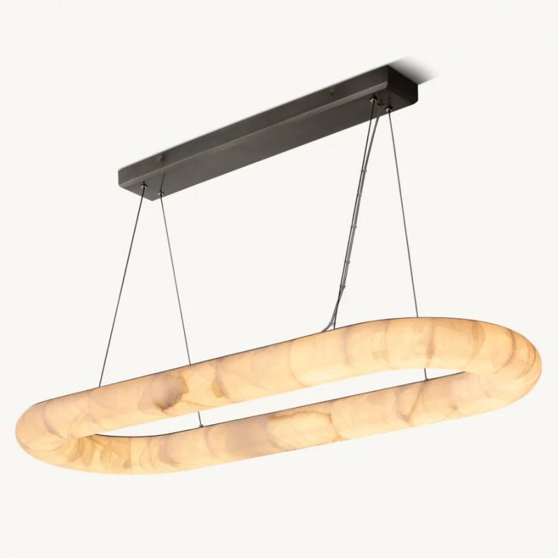 Alabaster Riven Oval Chandelier 57″W