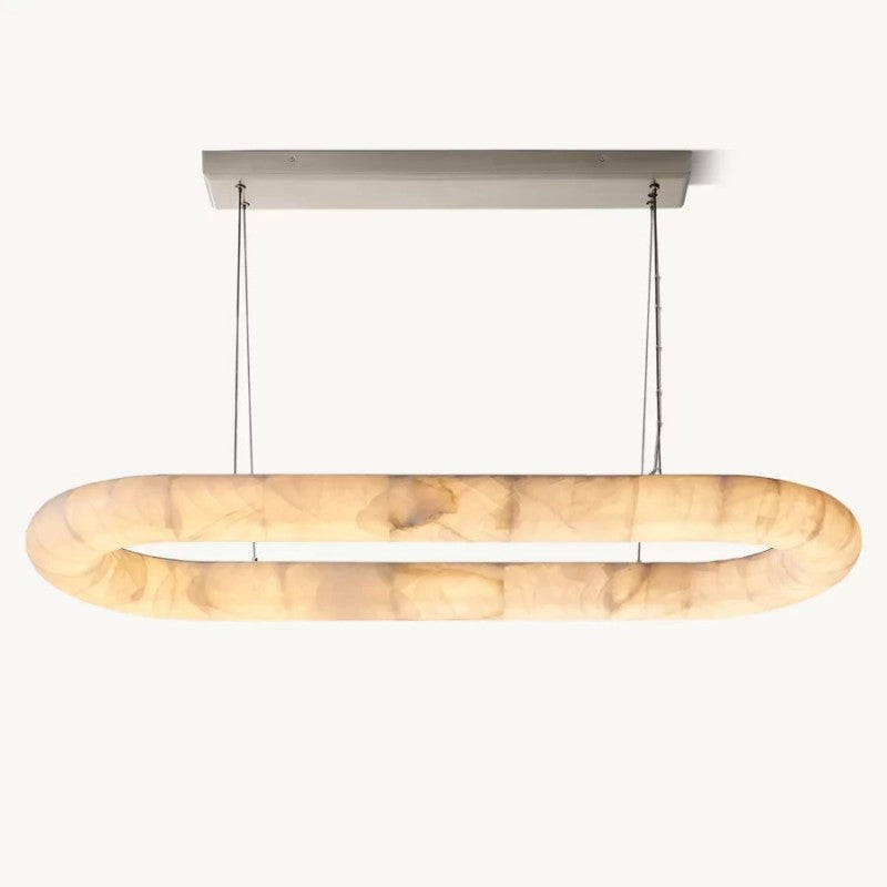 Alabaster Riven Oval Chandelier 57″W