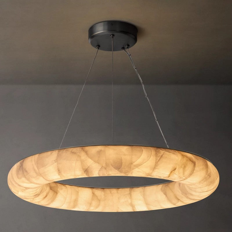 Alabaster Riven Round Chandelier 31″D